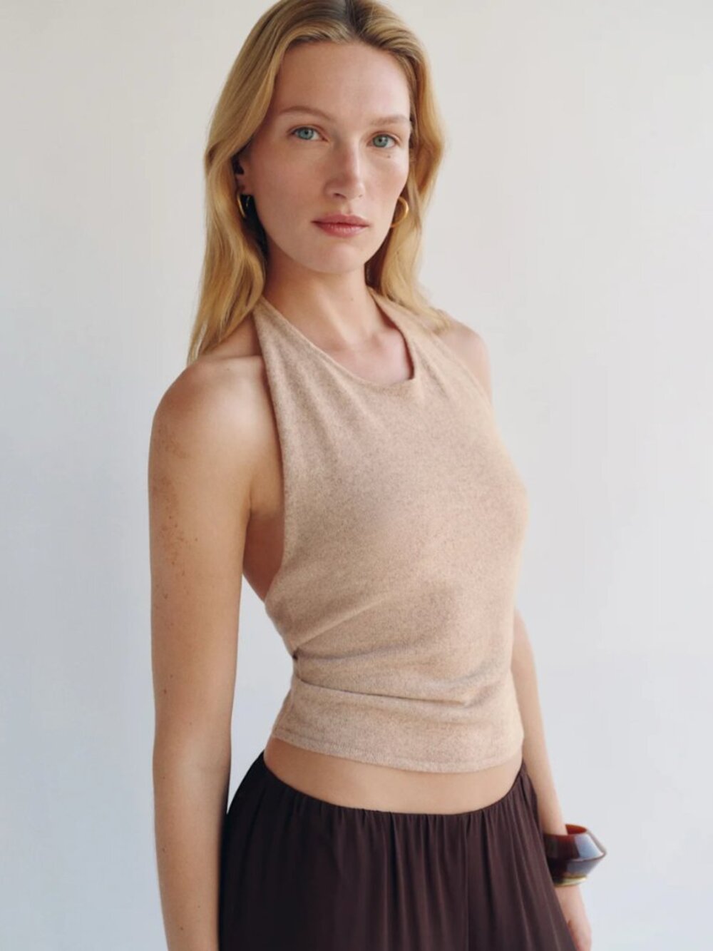 NWT Reformation Quill Cashmere Halter Tank Oatmeal Small
